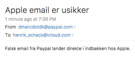 Apple sjusker med email sikkerheden