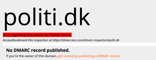 politi.dk DMARC inspector result