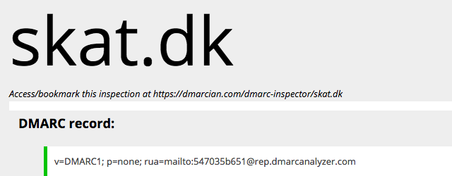 skat.dk DMARC inspector result